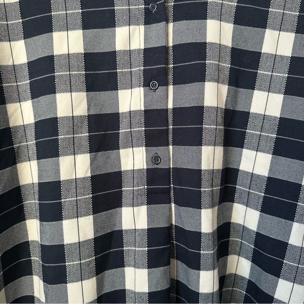 Zara Oversized Plaid Shirt Dress w/ Jeweled Collar Black and Ivory size Large - Picture 9 of 9